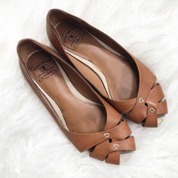 Lucky Brand Shoes - Lucky Brand : Leather Peep-toe Ballet Flats 5